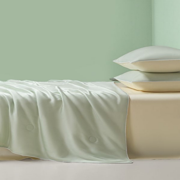 91家纺网 家纺一手货源 找家纺 悦织湾家纺 2026春夏新款麻绳款冰丝夏被夏凉被空调被 麻绳款夏被-果绿芝士