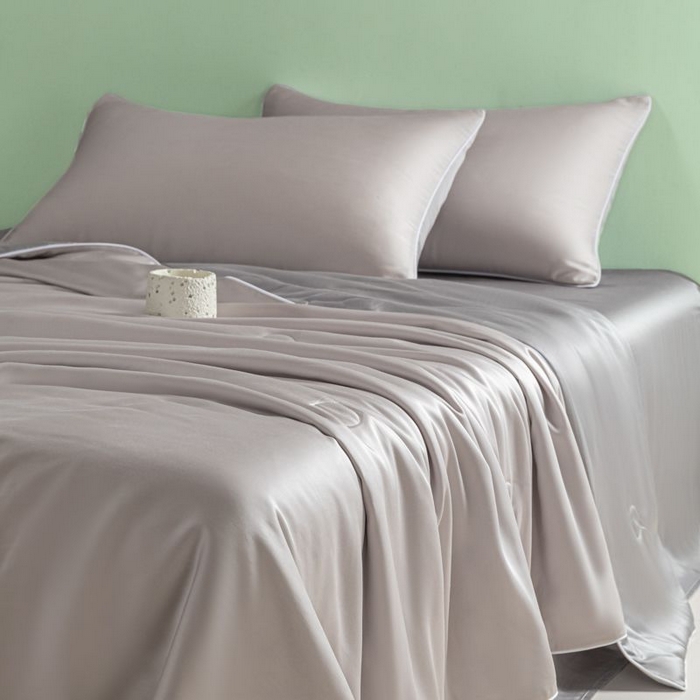 91家纺网 家纺一手货源 找家纺 悦织湾家纺 2026春夏新款麻绳款冰丝夏被夏凉被空调被 麻绳款夏被-青灰+高级灰