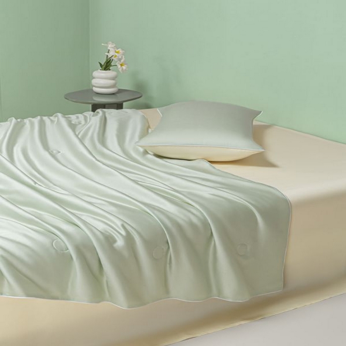 91家纺网 家纺一手货源 找家纺 悦织湾家纺 2026春夏新款麻绳款冰丝夏被夏凉被空调被 麻绳款夏被-果绿芝士