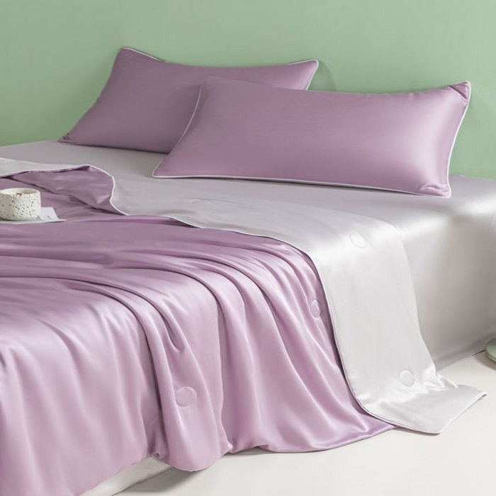 91家纺网 家纺一手货源 找家纺 悦织湾家纺 2026春夏新款麻绳款冰丝夏被夏凉被空调被 麻绳款夏被-风信紫+青灰