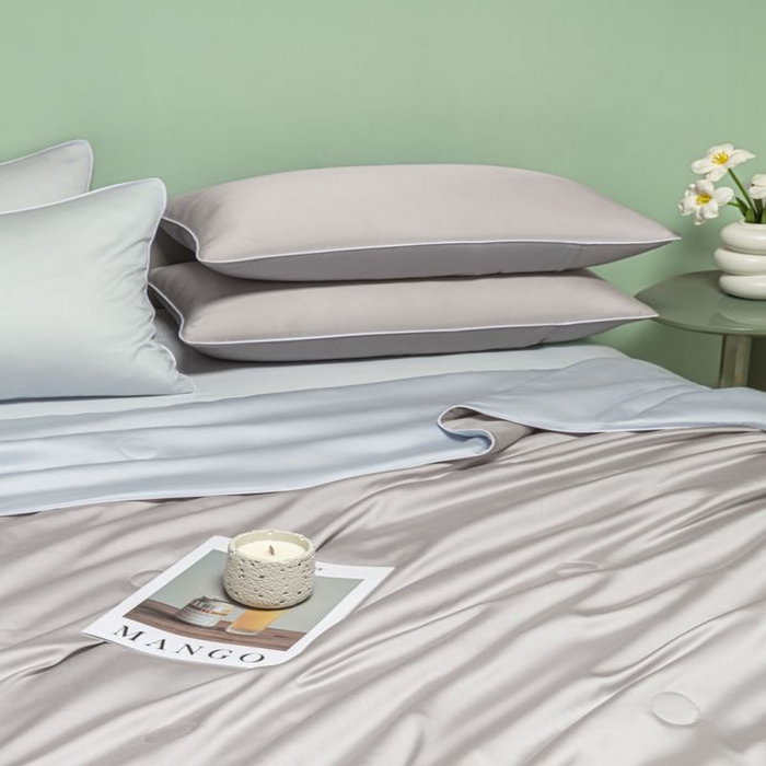 91家纺网 家纺一手货源 找家纺 悦织湾家纺 2026春夏新款麻绳款冰丝夏被夏凉被空调被 麻绳款夏被-青灰+碧湖兰