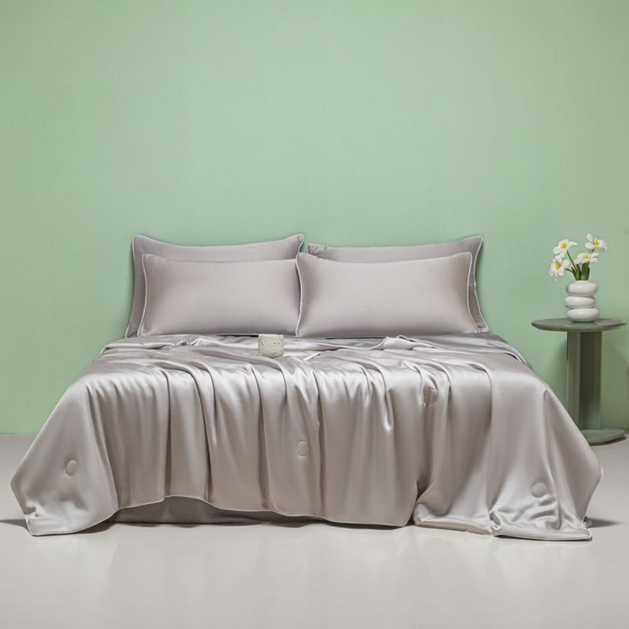 91家纺网 家纺一手货源 找家纺 悦织湾家纺 2026春夏新款麻绳款冰丝夏被夏凉被空调被 麻绳款夏被-青灰+高级灰