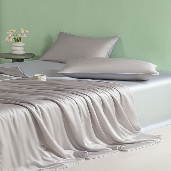 91家纺网 家纺一手货源 找家纺 悦织湾家纺 2026春夏新款麻绳款冰丝夏被夏凉被空调被 麻绳款夏被-青灰+碧湖兰