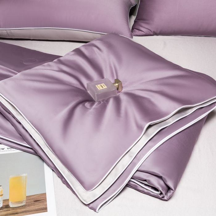 91家纺网 家纺一手货源 找家纺 悦织湾家纺 2026春夏新款麻绳款冰丝夏被夏凉被空调被 麻绳款夏被-风信紫+青灰