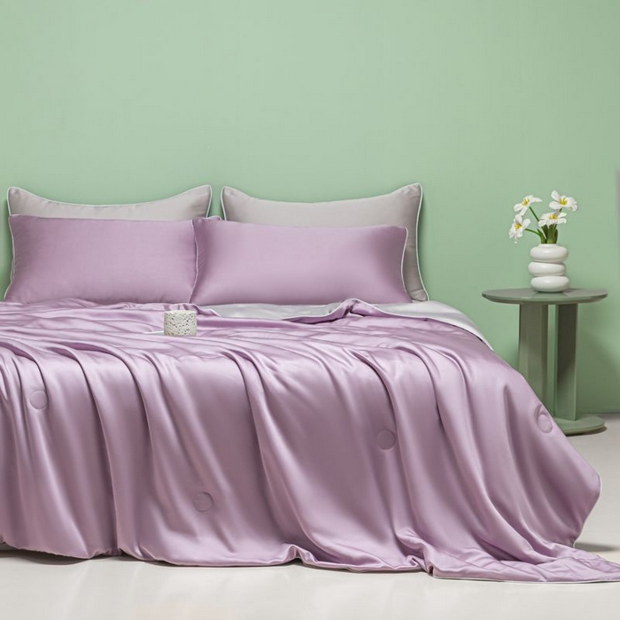 91家纺网 家纺一手货源 找家纺 悦织湾家纺 2026春夏新款麻绳款冰丝夏被夏凉被空调被 麻绳款夏被-风信紫+青灰