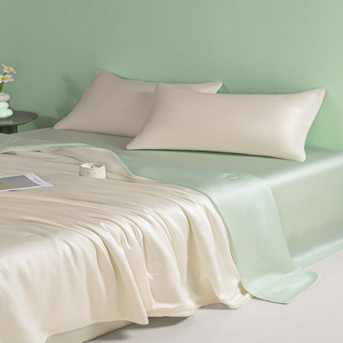 91家纺网 家纺一手货源 找家纺 悦织湾家纺 2026春夏新款麻绳款冰丝夏被夏凉被四件套 麻绳款夏被-芝士果绿