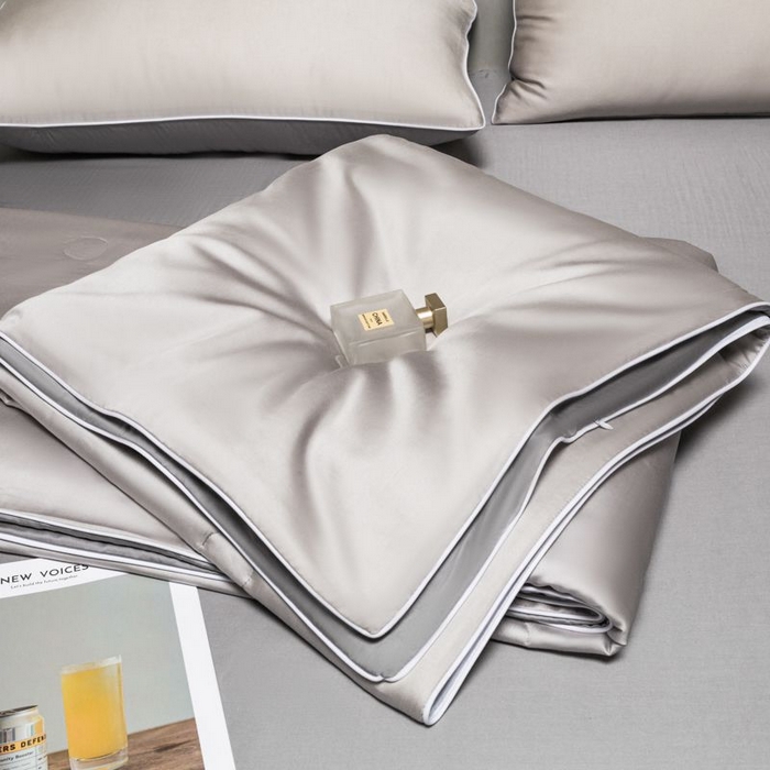 91家纺网 家纺一手货源 找家纺 悦织湾家纺 2026春夏新款麻绳款冰丝夏被夏凉被四件套 麻绳款夏被-青灰+高级灰