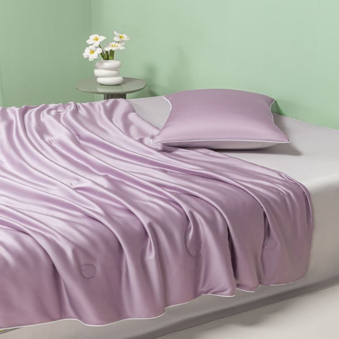 91家纺网 家纺一手货源 找家纺 悦织湾家纺 2026春夏新款麻绳款冰丝夏被夏凉被四件套 麻绳款夏被-风信紫+青灰