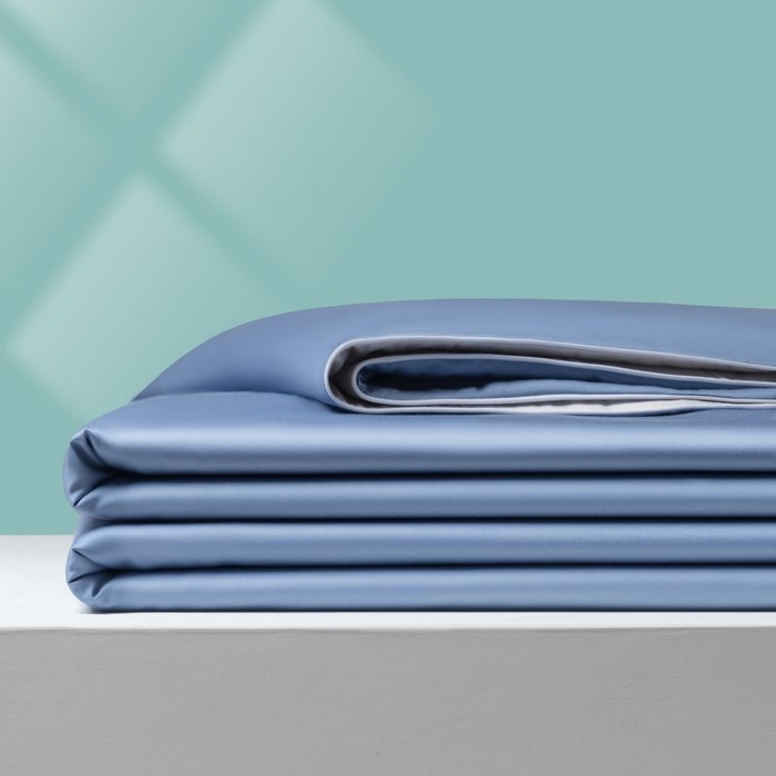 91家纺网 家纺一手货源 找家纺 悦织湾家纺 2026春夏新款麻绳款冰丝夏被夏凉被四件套 麻绳款夏被-星海蓝+青灰