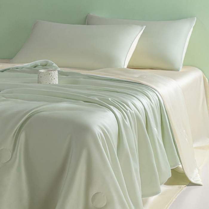 悦织湾家纺 2026春夏新款麻绳款冰丝夏被夏凉被四件套 麻绳款夏被-果绿芝士