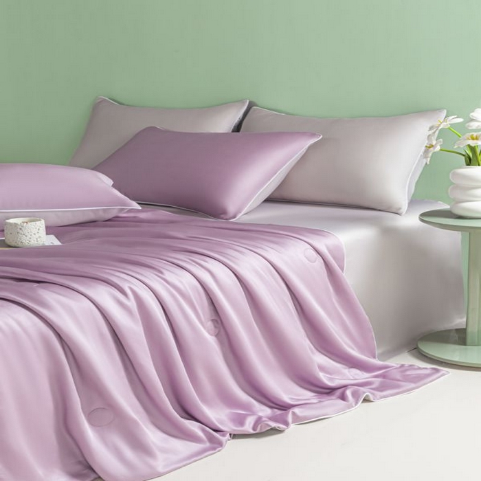 91家纺网 家纺一手货源 找家纺 悦织湾家纺 2026春夏新款麻绳款冰丝夏被夏凉被四件套 麻绳款夏被-风信紫+青灰