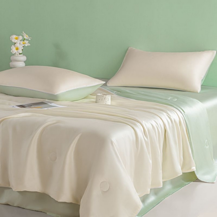 91家纺网 家纺一手货源 找家纺 悦织湾家纺 2026春夏新款麻绳款冰丝夏被夏凉被四件套 麻绳款夏被-芝士果绿