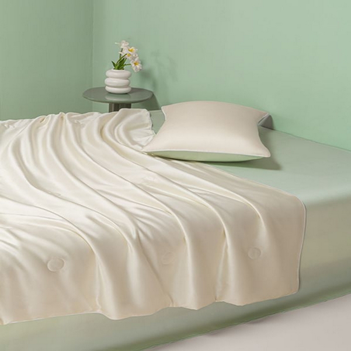 91家纺网 家纺一手货源 找家纺 悦织湾家纺 2026春夏新款麻绳款冰丝夏被夏凉被四件套 麻绳款夏被-芝士果绿