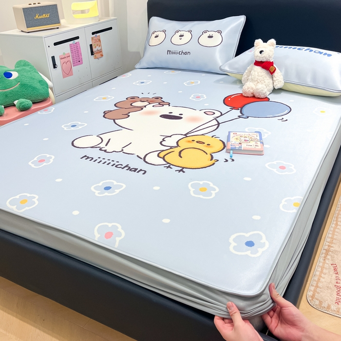 91家纺网 家纺一手货源 找家纺 （总）暮思家居 2026新款正版授权miiiiichan大版数码印花可机洗1200D冰丝席子凉席