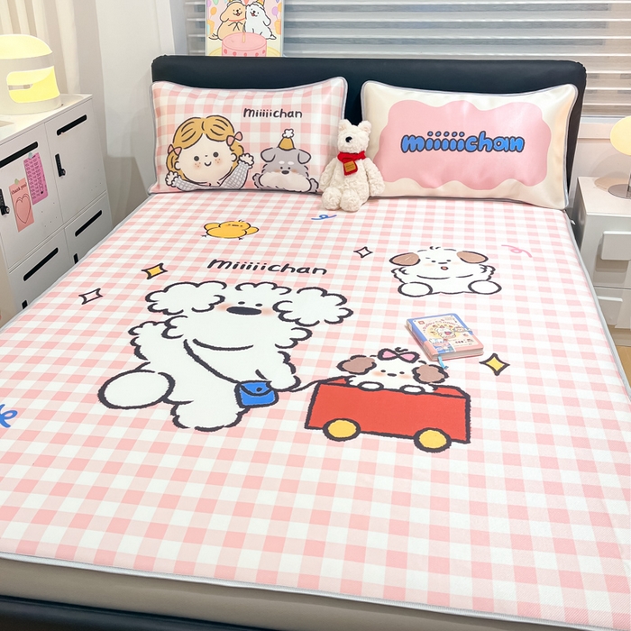 91家纺网 家纺一手货源 找家纺 暮思家居 2026新款正版授权miiiiichan大版数码印花可机洗1200D冰丝席子凉席 狗狗乐园