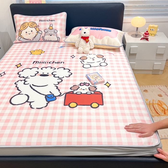 91家纺网 家纺一手货源 找家纺 暮思家居 2026新款正版授权miiiiichan大版数码印花可机洗1200D冰丝席子凉席 狗狗乐园