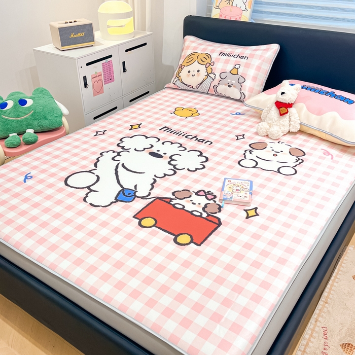 91家纺网 家纺一手货源 找家纺 暮思家居 2026新款正版授权miiiiichan大版数码印花可机洗1200D冰丝席子凉席 狗狗乐园