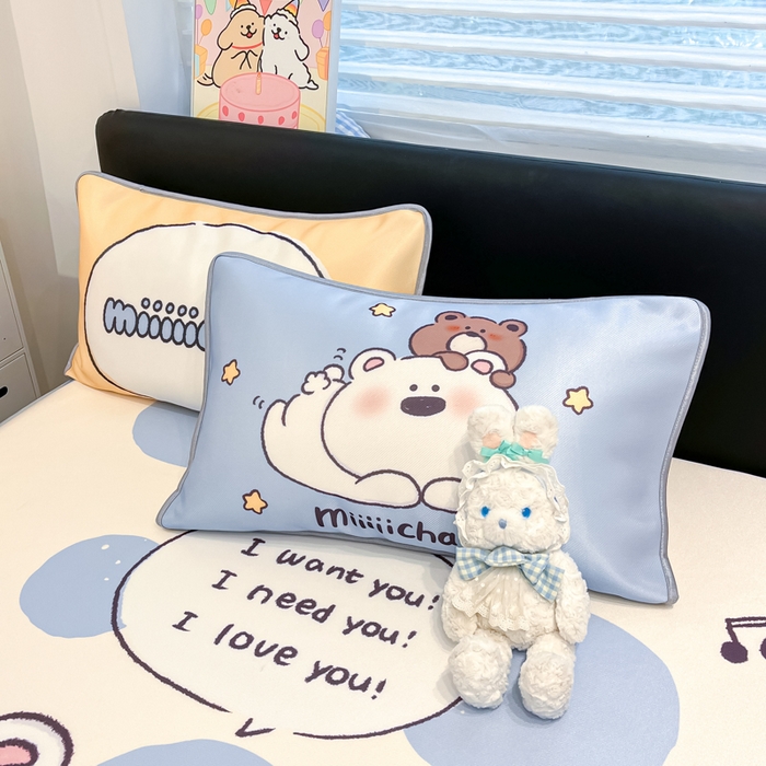 91家纺网 家纺一手货源 找家纺 暮思家居 2026新款正版授权miiiiichan大版数码印花可机洗1200D冰丝席子凉席 波点熊