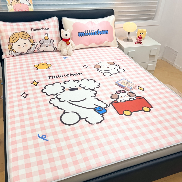 91家纺网 家纺一手货源 找家纺 暮思家居 2026新款正版授权miiiiichan大版数码印花可机洗1200D冰丝席子凉席 狗狗乐园