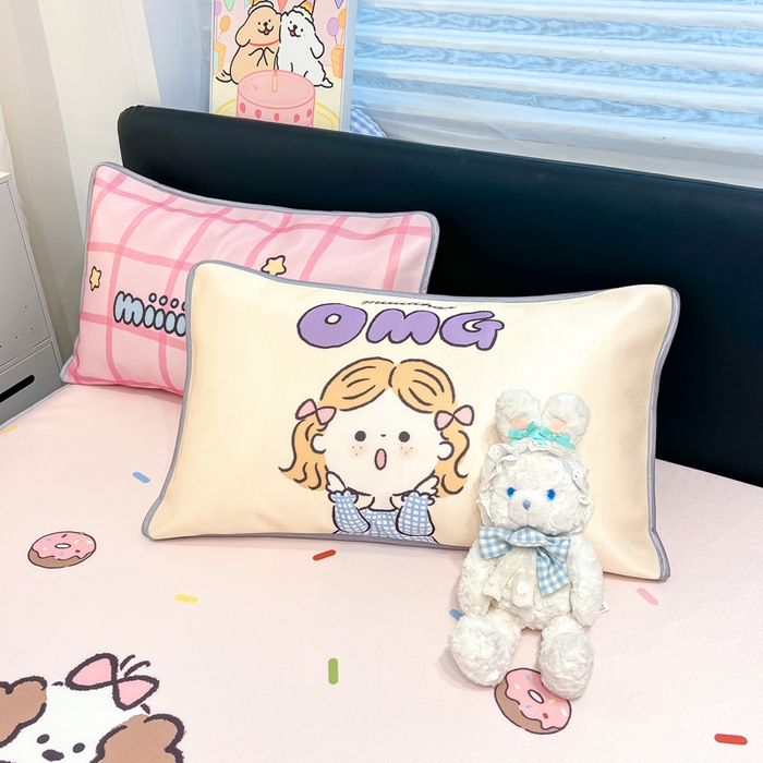 91家纺网 家纺一手货源 找家纺 暮思家居 2026新款正版授权miiiiichan大版数码印花可机洗1200D冰丝席子凉席 甜甜圈女孩