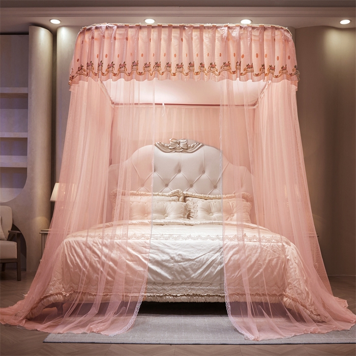 91家纺网 家纺一手货源 找家纺 舞夜盛世 2026新款超大空间加密加厚导轨款蚊帐-D-01 D-01-玉色