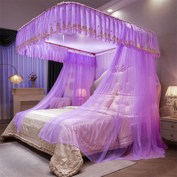 舞夜盛世 2026新款超大空间加密加厚导轨款蚊帐-D-01 D-01-紫色