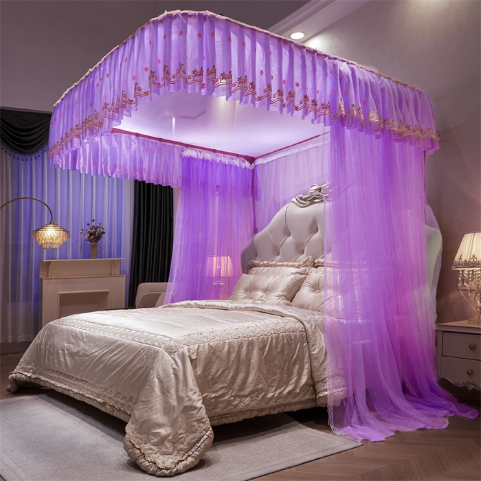 91家纺网 家纺一手货源 找家纺 舞夜盛世 2026新款超大空间加密加厚导轨款蚊帐-D-01 D-01-紫色