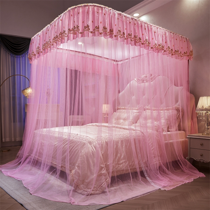 91家纺网 家纺一手货源 找家纺 舞夜盛世 2026新款超大空间加密加厚导轨款蚊帐-D-01 D-01-粉色