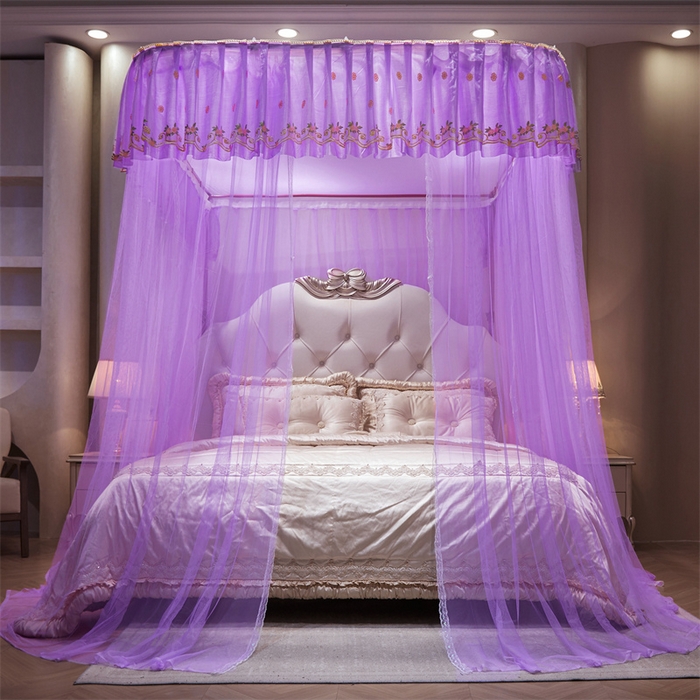91家纺网 家纺一手货源 找家纺 舞夜盛世 2026新款超大空间加密加厚导轨款蚊帐-D-01 D-01-紫色