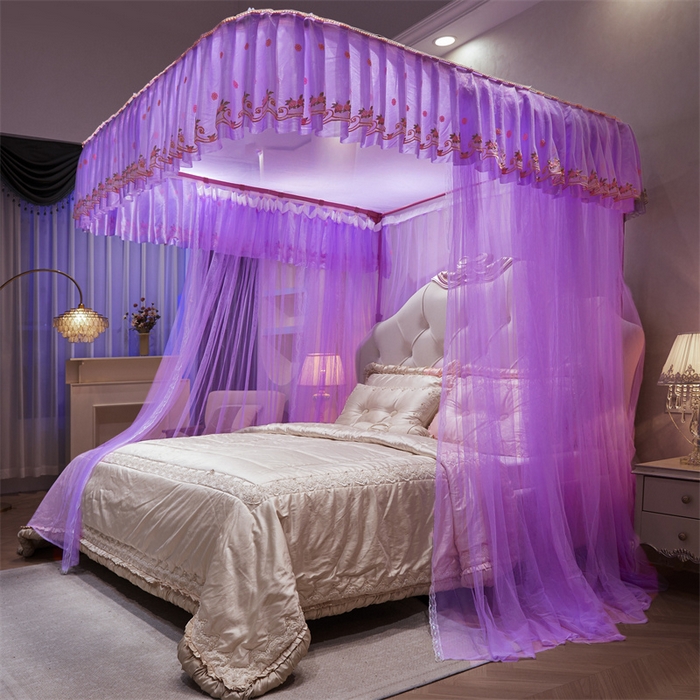 91家纺网 家纺一手货源 找家纺 舞夜盛世 2026新款超大空间加密加厚导轨款蚊帐-D-01 D-01-紫色