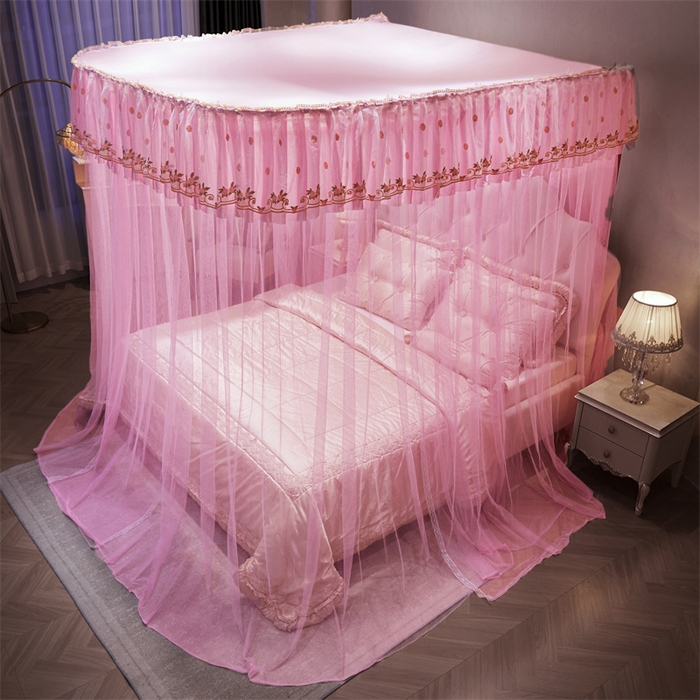 91家纺网 家纺一手货源 找家纺 舞夜盛世 2026新款超大空间加密加厚导轨款蚊帐-D-01 D-01-粉色