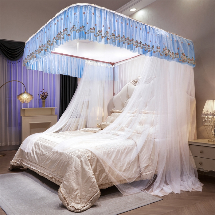舞夜盛世 2026新款超大空间加密加厚导轨款蚊帐-D-01 D-01-蓝白