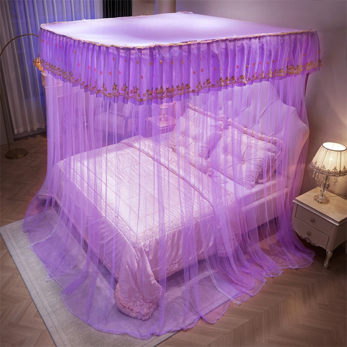 91家纺网 家纺一手货源 找家纺 舞夜盛世 2026新款超大空间加密加厚导轨款蚊帐-D-01 D-01-紫色