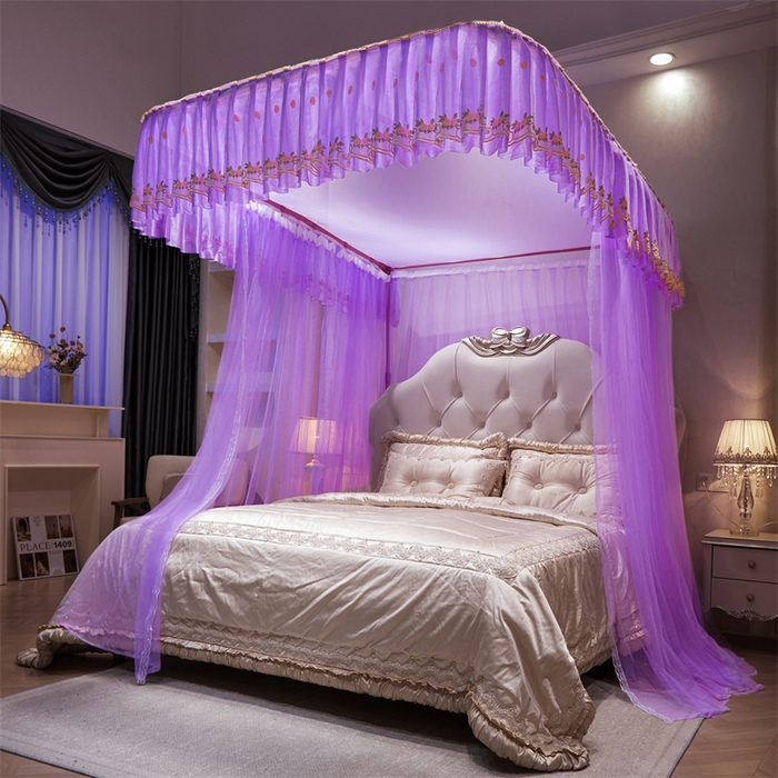 91家纺网 家纺一手货源 找家纺 舞夜盛世 2026新款超大空间加密加厚导轨款蚊帐-D-01 D-01-紫色