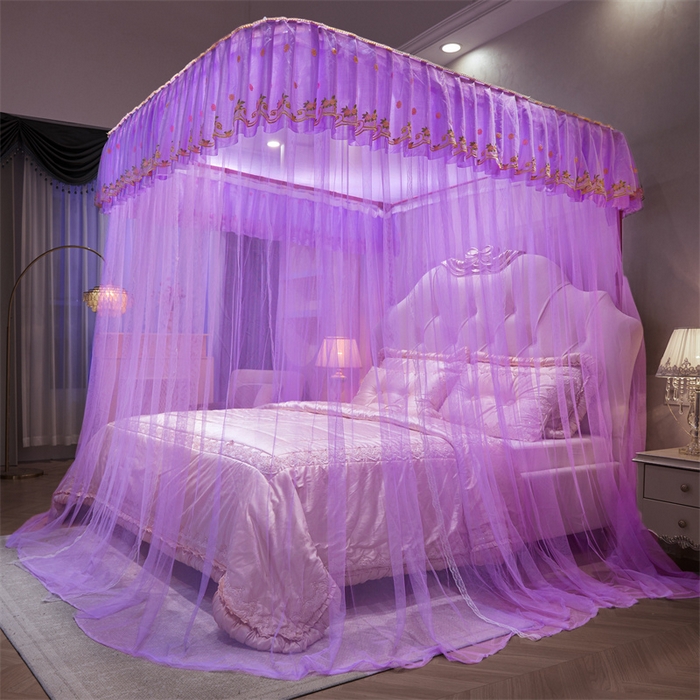 91家纺网 家纺一手货源 找家纺 舞夜盛世 2026新款超大空间加密加厚导轨款蚊帐-D-01 D-01-紫色