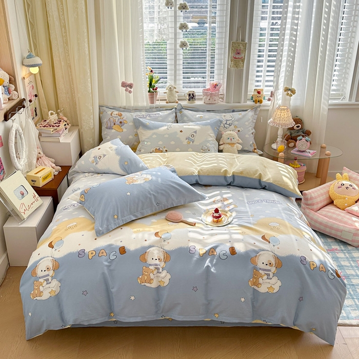 91家纺网 家纺一手货源 找家纺 绵庭家纺 2026新款全棉印花四件套 汪汪宇航记