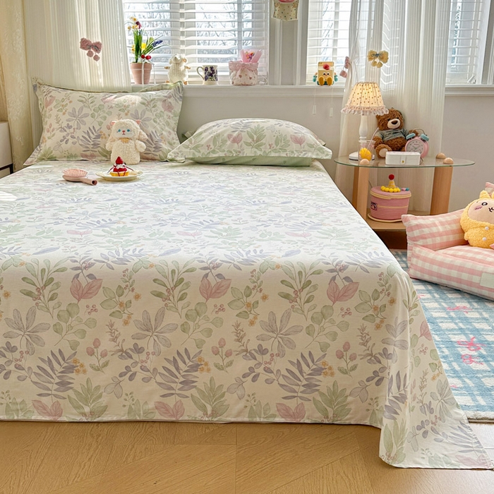 91家纺网 家纺一手货源 找家纺 绵庭家纺 2026新款全棉印花四件套 青岚叶语-紫