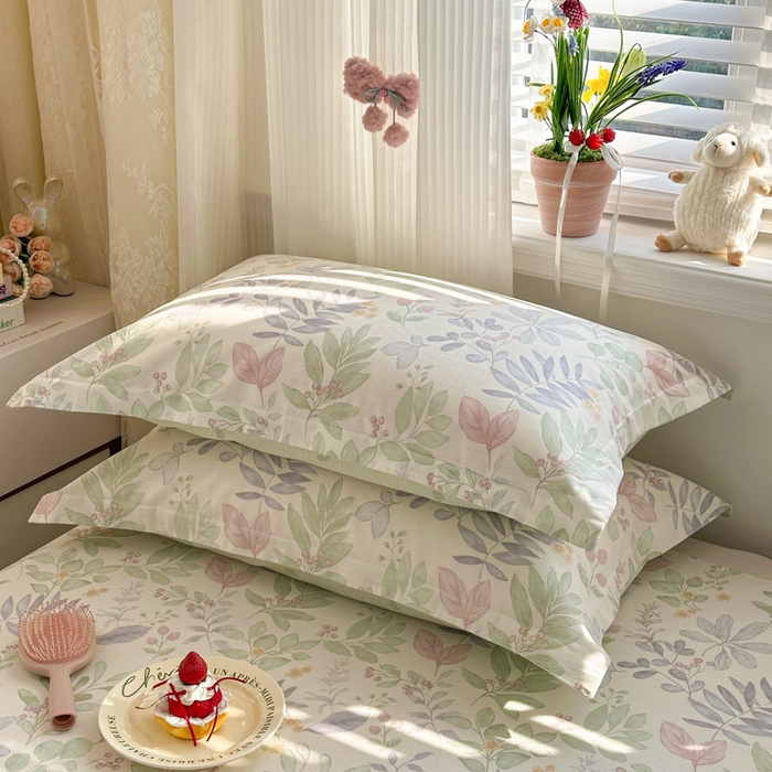 91家纺网 家纺一手货源 找家纺 绵庭家纺 2026新款全棉印花四件套 青岚叶语-紫