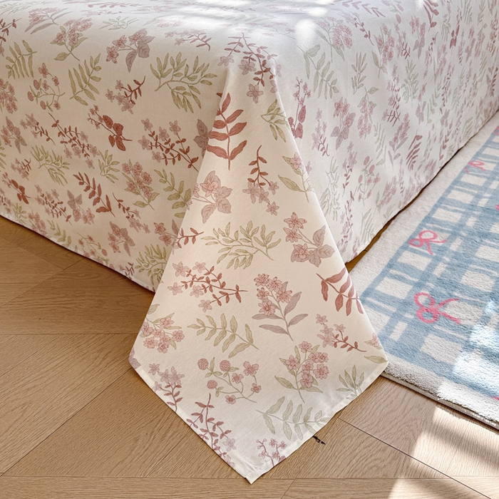 91家纺网 家纺一手货源 找家纺 绵庭家纺 2026新款全棉印花四件套 青梅温茶-粉