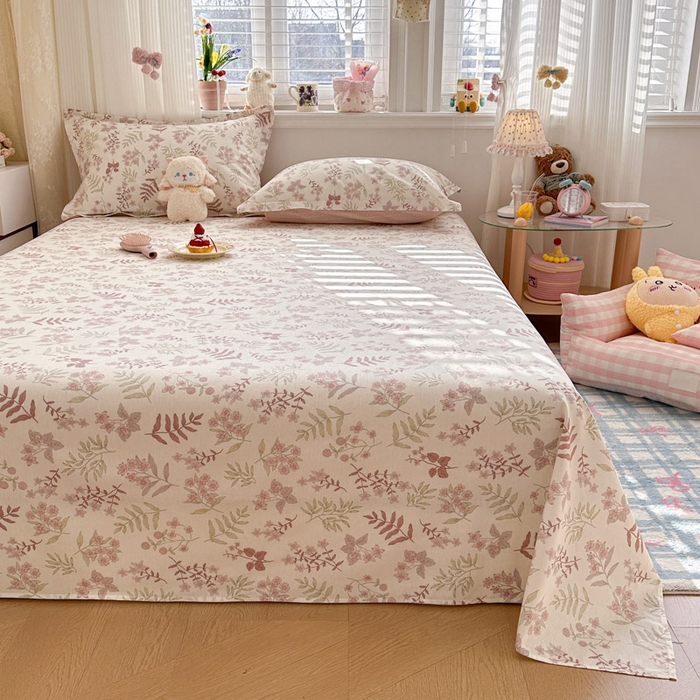 91家纺网 家纺一手货源 找家纺 绵庭家纺 2026新款全棉印花四件套 青梅温茶-粉