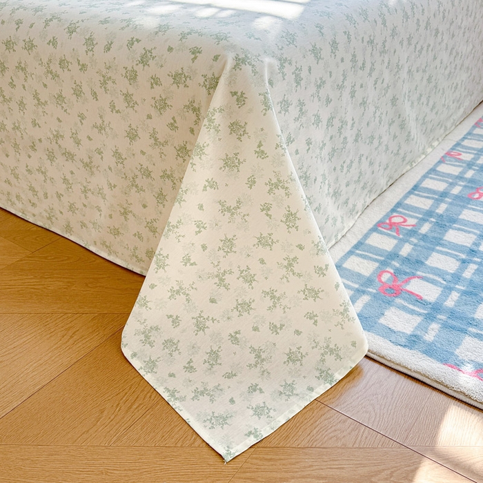 91家纺网 家纺一手货源 找家纺 绵庭家纺 2026新款全棉印花四件套 清清文絮-绿