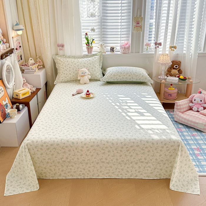 91家纺网 家纺一手货源 找家纺 绵庭家纺 2026新款全棉印花四件套 清清文絮-绿