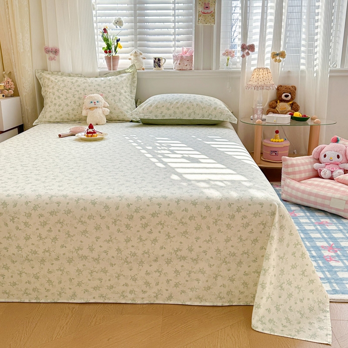 91家纺网 家纺一手货源 找家纺 绵庭家纺 2026新款全棉印花四件套 清清文絮-绿