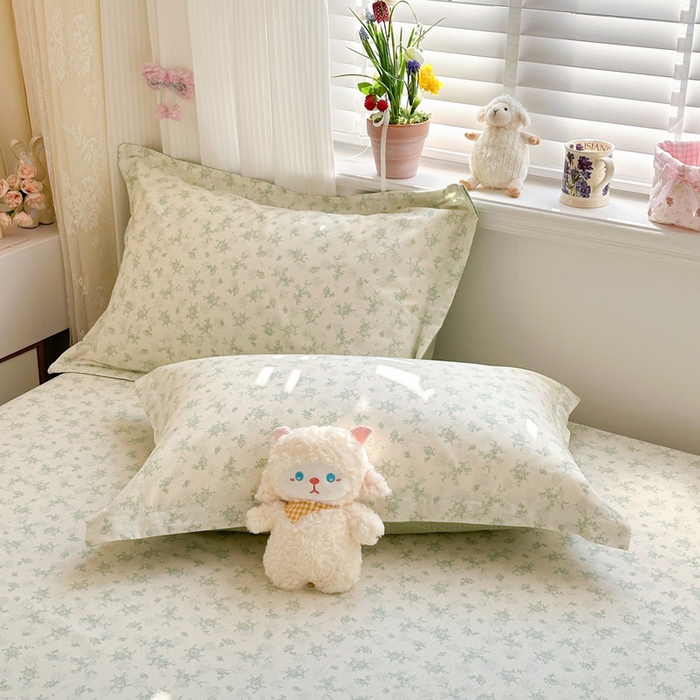 91家纺网 家纺一手货源 找家纺 绵庭家纺 2026新款全棉印花四件套 清清文絮-绿