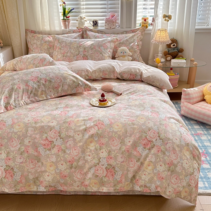 91家纺网 家纺一手货源 找家纺 绵庭家纺 2026新款全棉印花四件套 柔瓣梦