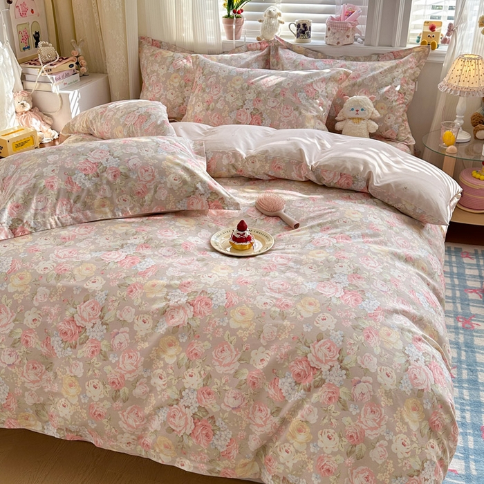 91家纺网 家纺一手货源 找家纺 绵庭家纺 2026新款全棉印花四件套 柔瓣梦