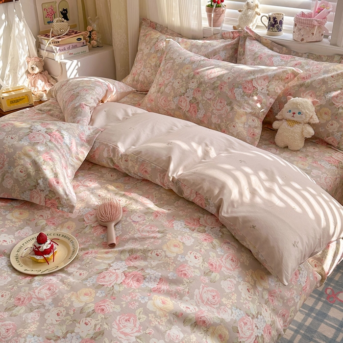 91家纺网 家纺一手货源 找家纺 绵庭家纺 2026新款全棉印花四件套 柔瓣梦