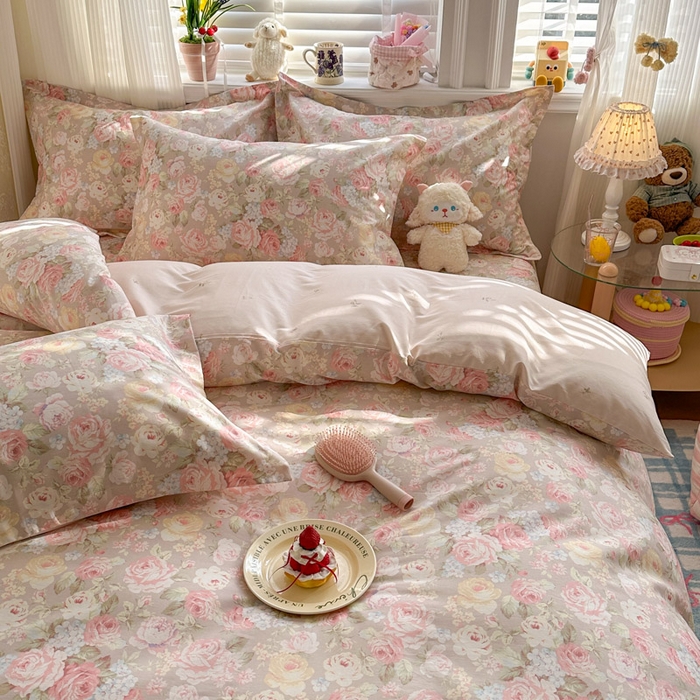 91家纺网 家纺一手货源 找家纺 绵庭家纺 2026新款全棉印花四件套 柔瓣梦