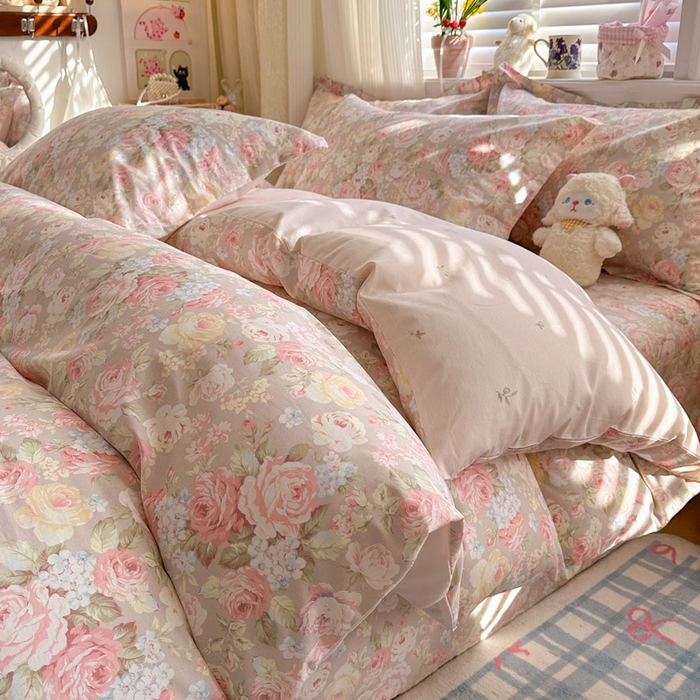 91家纺网 家纺一手货源 找家纺 绵庭家纺 2026新款全棉印花四件套 柔瓣梦