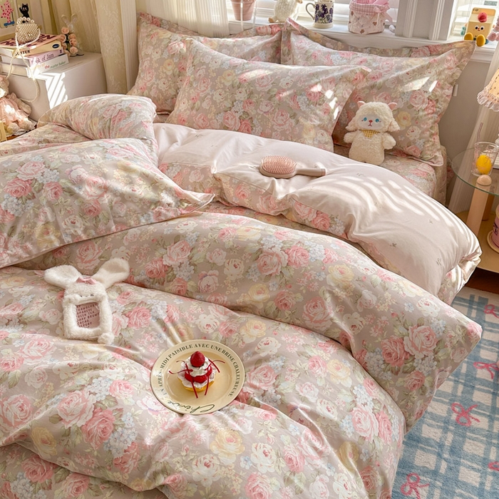 91家纺网 家纺一手货源 找家纺 绵庭家纺 2026新款全棉印花四件套 柔瓣梦